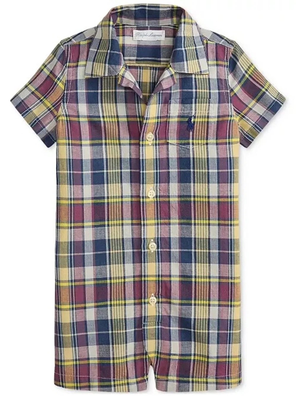 Ralph Lauren Multicolor Plaid Short-Sleeve Romper